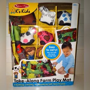 NEW Melissa & Doug Take-Along Farm Baby and Toddler Play Mat with 9 animals